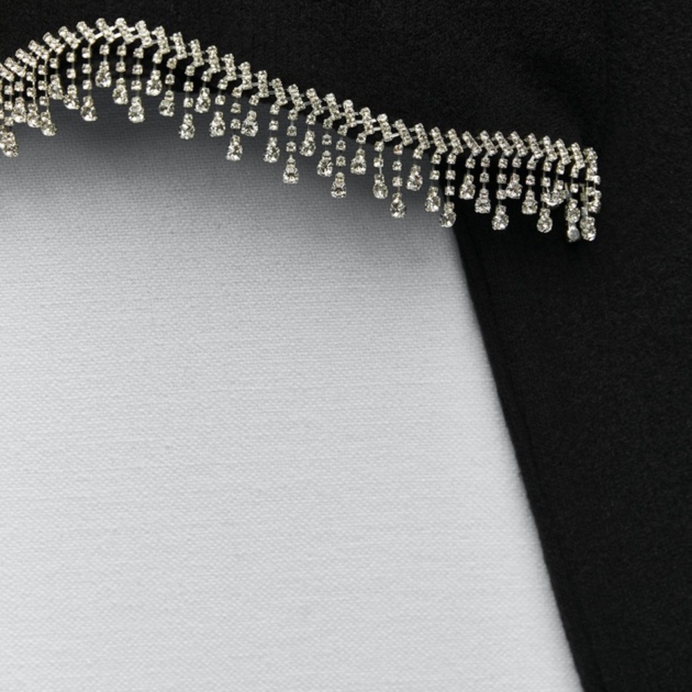 ZARA Rhinestone Ribbed Crop Top - Picture 3 of 10
